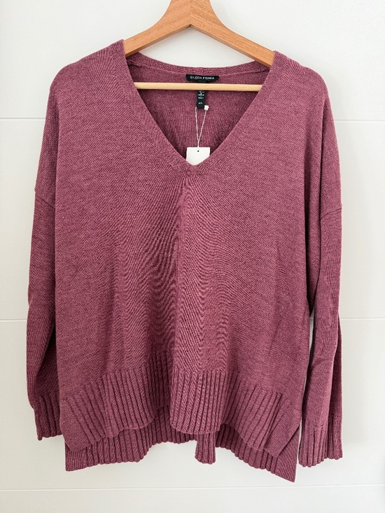 Eileen Fisher Sweaters - NWT Eileen Fisher 100% Extra Fine Merino Wool V-Neck Box Top Sweater Mauve M